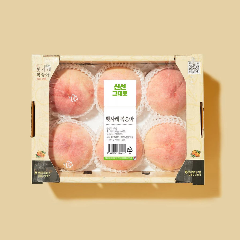 [항공직송] 백도 복숭아 반말랭이 대과 1.2kg 4-6과 내외 | Korean Fresh peach