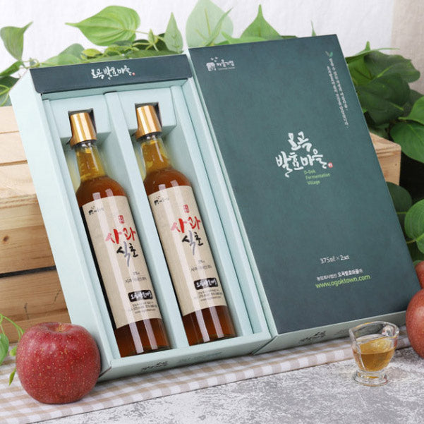 [선물세트] 천연발효 식초 사과식초 수제발효 375ml 2입 (쇼핑백포함) | apple cider vinegar Gift Set