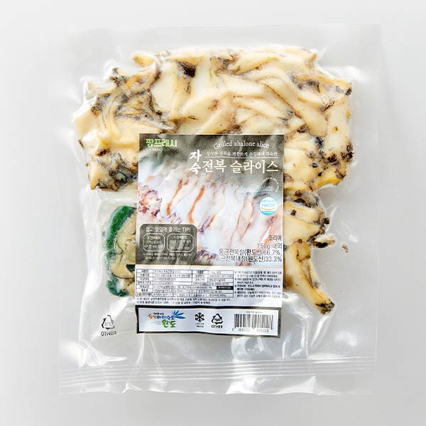 완도 손질 자숙 전복 슬라이스 & 내장 150g | Korean Sliced Cooked Abalone Guts ...