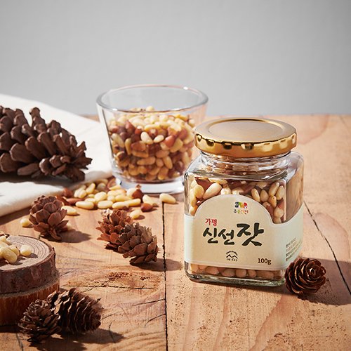 [선물세트] '설 예약발송' 가평 대금산 유기농 황잣 선물세트 300g | (Pre Order)Gapyeong Pine Nut Gift Set 3 BOTTLES