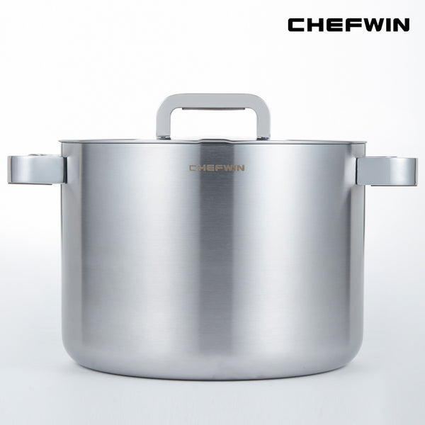 [브랜드 공동구매] 쉐프윈 316 통5중 스텐 곰솥냄비 24cm 8.5L 대형 대용량 큰 곰탕냄비 육수통 (연마제 클리너 증정)