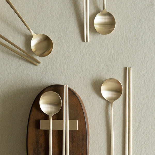 [브랜드 공동구매] 놋담 방짜유기 달수저 2인세트(전용 수세미 증정) | Notdam Brass Spoon Set for 2