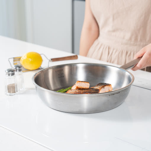 [브랜드 공동구매] 쉐프윈 316 통5중 스텐 22,26cm 택1 소테팬 후라이팬 (연마제 클리너 증정)