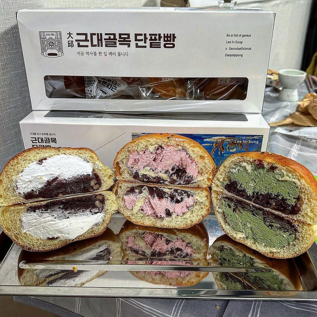 [선물세트] 근대골목 생크림 딸기 녹차 단팥빵 5ea (쇼핑백 포함) 냉동 | Red Bean Cream Bread