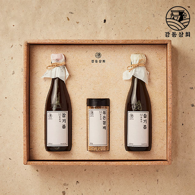 [🎁추석 선물세트] 새마을시장 강동상회 프리미엄 국산 참기름 들기름 볶음참깨 선물세트 | PER-ORDER Korean Sesame oil perilla oil stir-fried sesame seeds
