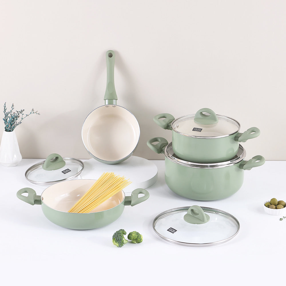 [브랜드 공동구매] 키친플라워 쿠킨 인덕션 칼라냄비 4종 세트 그린 | Kitchen Flower Cookin Induction Color Pot 4-Piece Set Green
