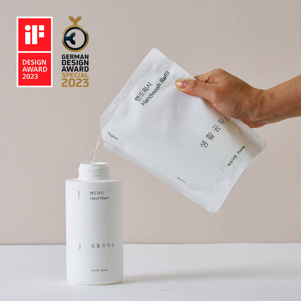 [브랜드 공동구매] 생활공작소 핸드워시 리필 400ML 파우더향 청포도향 택1 H20043 | Hand Wash Foam Refill 400ml - sarangmartsg