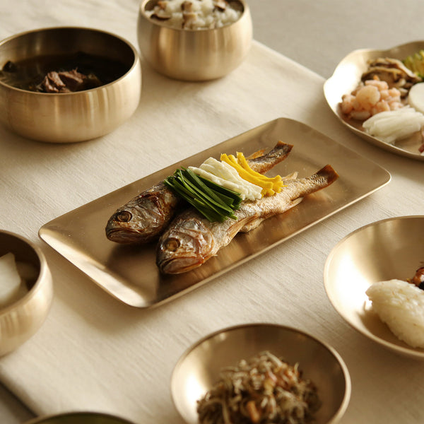 [브랜드 공동구매] 놋담 방짜유기 직사각접시 (전용 수세미 증정) | Notdam Rectangular Serving Plate