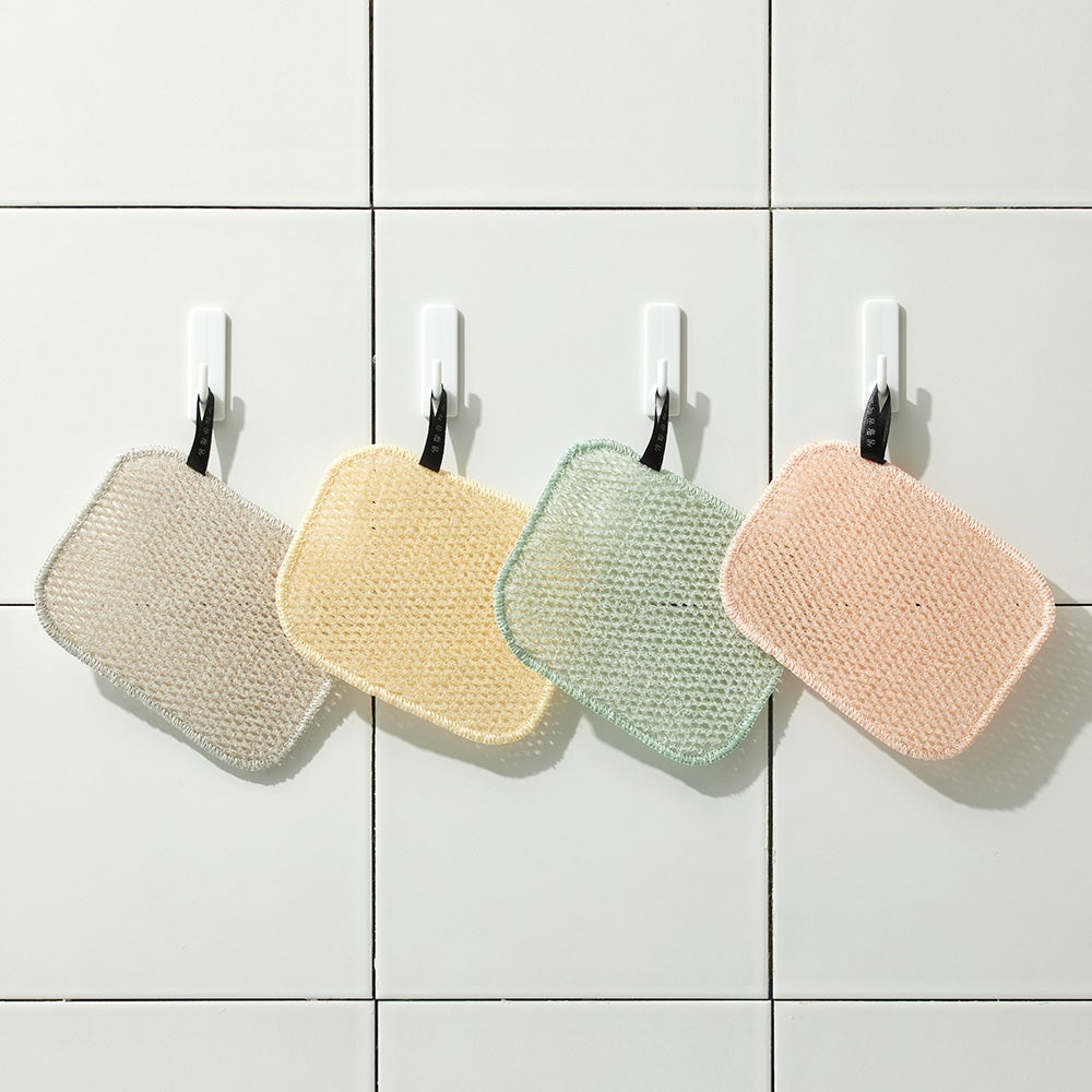 [브랜드 공동구매] 생활공작소 무흠집 세척 양면 고리 망사 수세미 4입 H01099-001 | Mesh Net Dish Scrubber 4ea