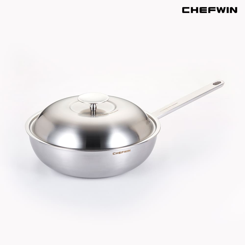 [브랜드 공동구매] 쉐프윈 316 통5중 스텐웍 멀티 편수웍 28cm 볶음냄비 중화요리웍 IH (연마제 클리너 증정)