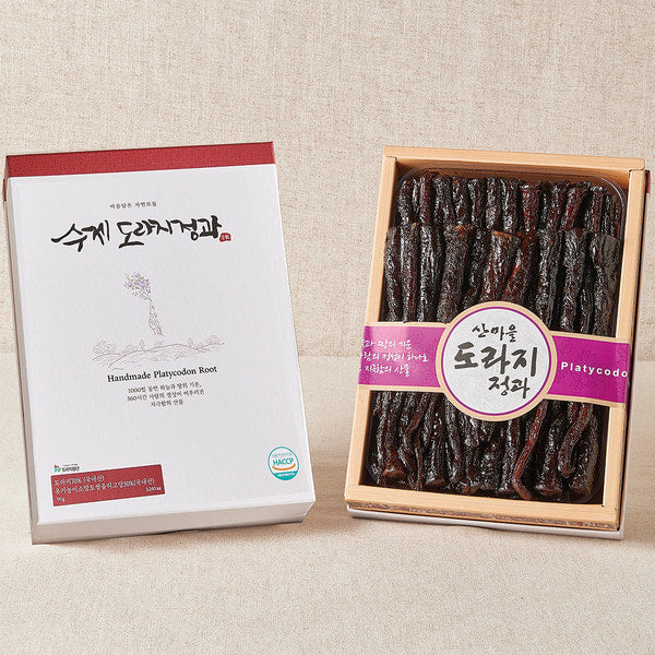 [🗓️예약발송 7월11일] 마음담은 자연보물 수제 도라지정과 500g 선물세트 (보자기포함) | PER-ORDER Briased Bellflower Root in Sweet Sauce
