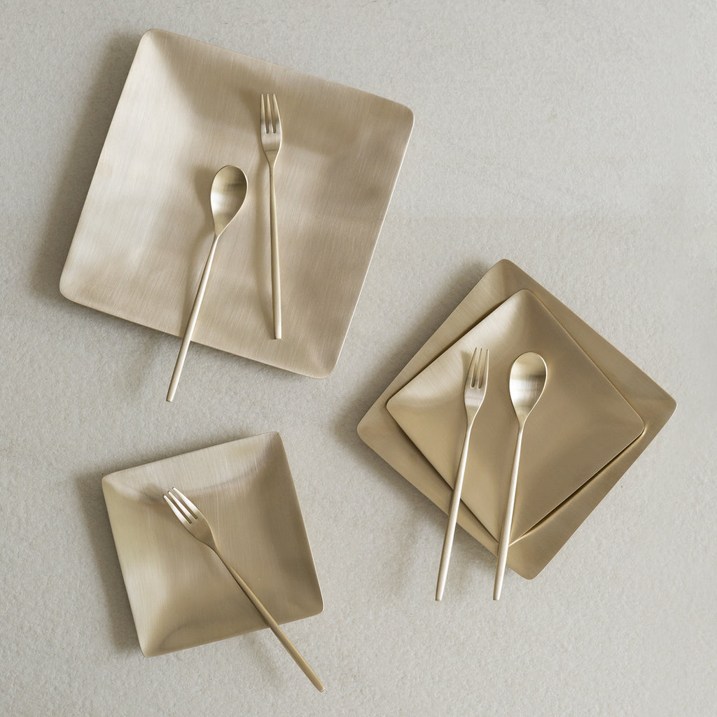 [브랜드 공동구매] 놋담 방짜유기 유기 달 티스푼 티포크 2인 4P (전용 수세미 증정) | Notdam Tea Spoon & Fork 4-Piece Set