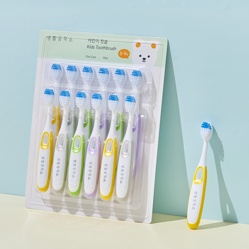 [브랜드 공동구매] 생활공작소 유아 어린이 둥근헤드 부드러운모 칫솔 12입 H40008 | Children's Toothbrushes