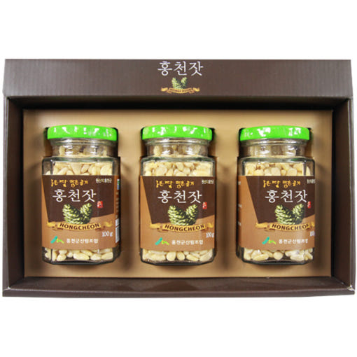 [🗓️예약발송 02월27일] 강원도 홍천 백잣 선물세트 300g 선물용 포장 | PER-ORDER Korean Pine Nut Gift Set 3 BOTTLES