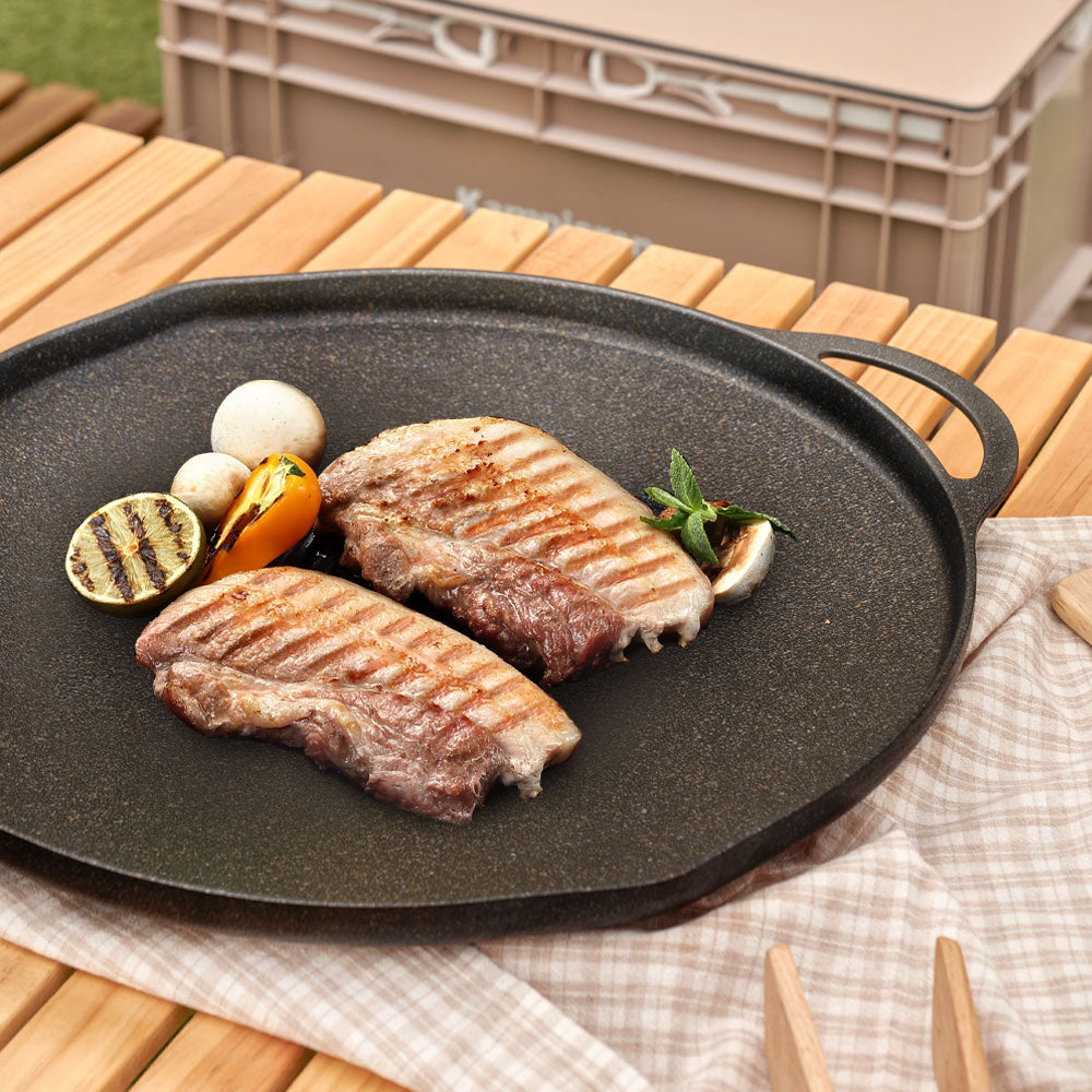 [브랜드 공동구매] PN풍년 PN 와이드 그리들팬 IH 통주물 34cm 38cm | PN Poongnyun Wide Griddle Pan