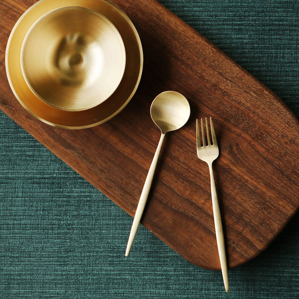 [브랜드 공동구매] 놋담 방짜유기 유기 양식 디저트 커트러리 2인 4P (전용 수세미 증정) | Notdam Dessert Spoon & Fork 4-Piece Set