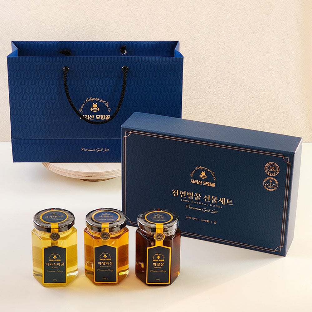 [선물세트] '설 예약발송' 천연 벌꿀 프리미엄 지리산 모향골 선물세트 3병(250g*3) | Jirisan Premium Natural Honey Gift Set