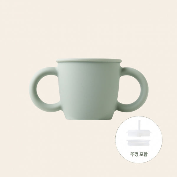 [브랜드 공동구매] 실리만 크림 실리콘 양손 빨대컵 WSB2061 | Sillymann Two handle straw cup
