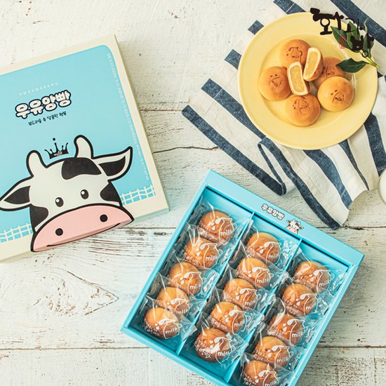 [선물세트] 화과방 우유앙빵세트 35g*15ea (쇼핑백포함) |  Milky Bun Gift Set