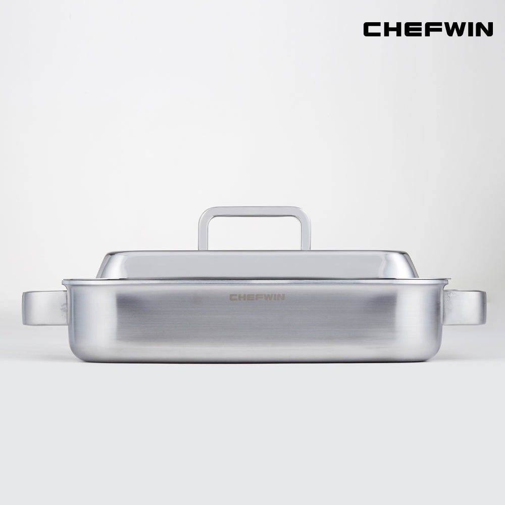 [브랜드 공동구매] 쉐프윈 316 티타늄 스텐 통5중 사각그리들팬 샤브샤브 조개찜 오뎅탕 전골냄비 (연마제 클리너 증정)