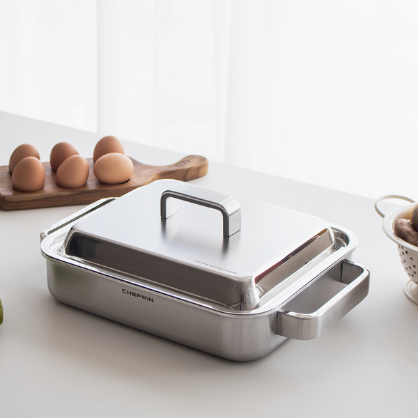 [브랜드 공동구매] 쉐프윈 316 티타늄 스텐 통5중 사각그리들팬 샤브샤브 조개찜 오뎅탕 전골냄비 (연마제 클리너 증정)