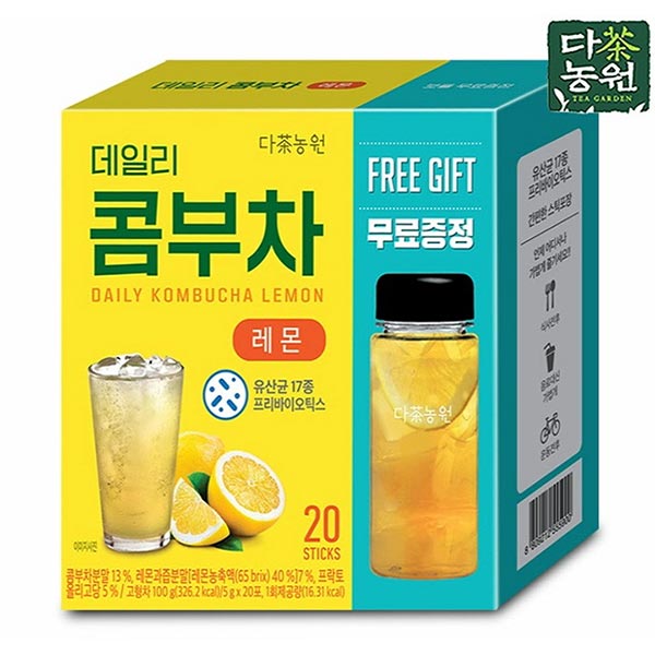 다농원 데일리 콤부차 레몬 100g(5g*20Sticks) + 보틀증정 | Daily Kombucha Lemon with Free Gift(Bottle)