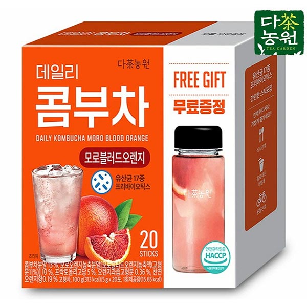 다농원 데일리 콤부차 모로블러드오렌지 100g(5g*20Sticks) + 보틀증정 | Daily Kombucha Moro Blood Orange with Free Gift(Bottle)