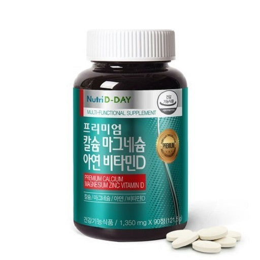 뉴트리디데이 프리미엄 칼슘 마그네슘 아연 비타민D 3개월분 (1,350mg*90Capsule) | NutriD-DAY Premium Calcium Magnesium Zinc Vitamin D - sarangmartsg